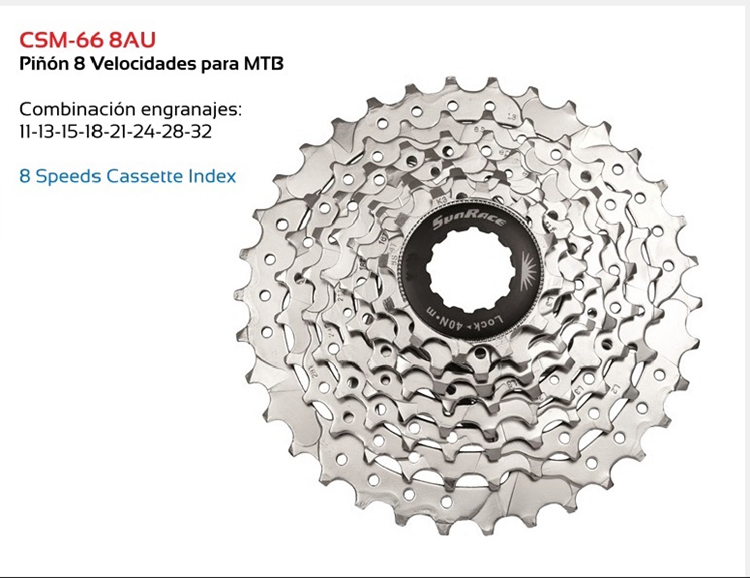 PION BICICLETA SUNRACE CASSETTE 8V 11-32